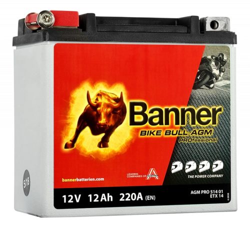Banner Motor Akkumulátor 12Ah 220A Bike Bull Bal+ AGM 514 01