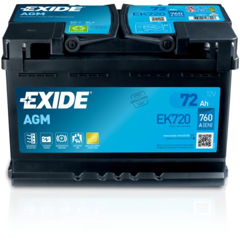 Exide Start Stop Akkumulátor 72Ah Jobb+ AGM EK720