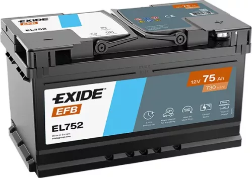 Exide Start Stop Akkumulátor 75Ah Jobb+ EFB EL752