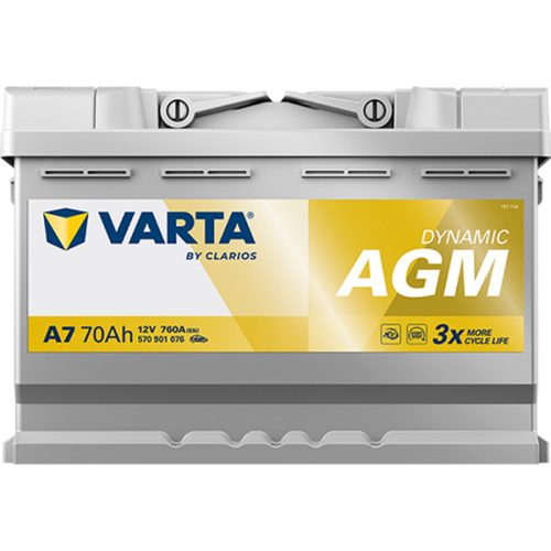 Varta Start Stop Silver AGM 12V 70Ah Jobb+ 570901076D852,SD570901