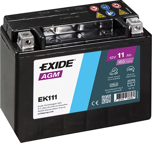Exide AGM Akkumulátor 11Ah Bal+ EK111